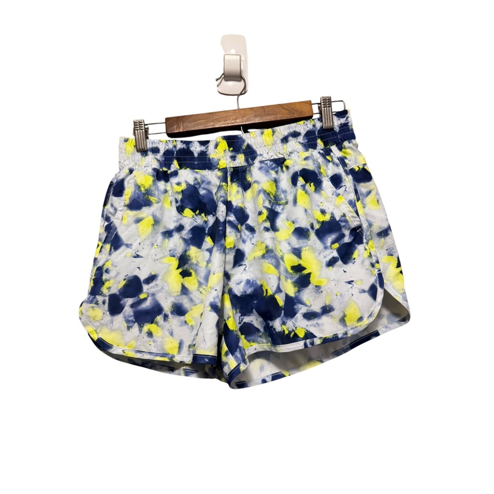 Athletic Works Running Shorts Womens S 4-6 Blue Yellow Excellent Tie Dye Pockets